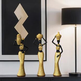 创意复古非洲艺术女士雕像摆件家居客厅书房书架办公室桌面装饰品