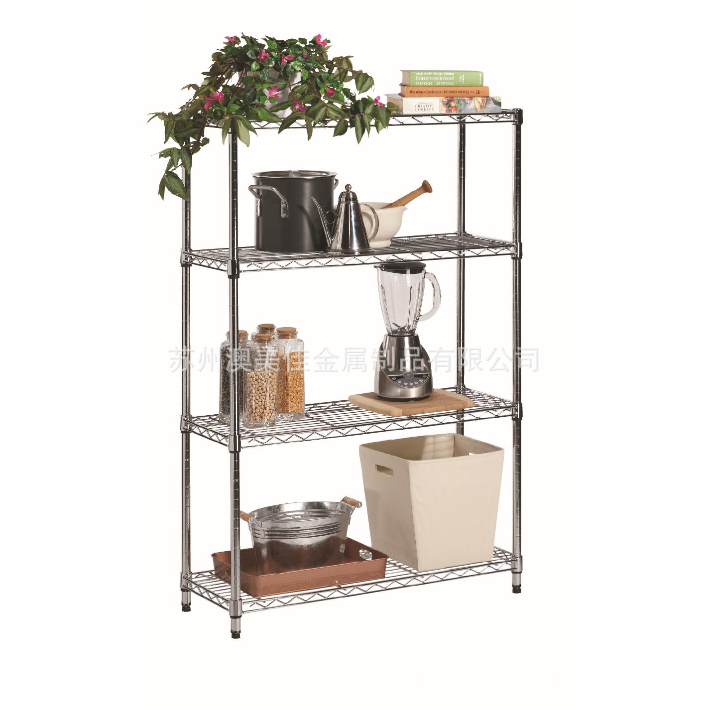 四层铁线多功能置物架 金属黑色组合杂物架 创意落地式杂物架