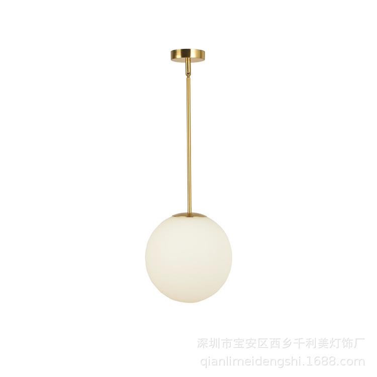 简约北欧圆球玻璃吊灯温馨卧室床头餐厅吧台吊灯艺术黄铜设计师灯