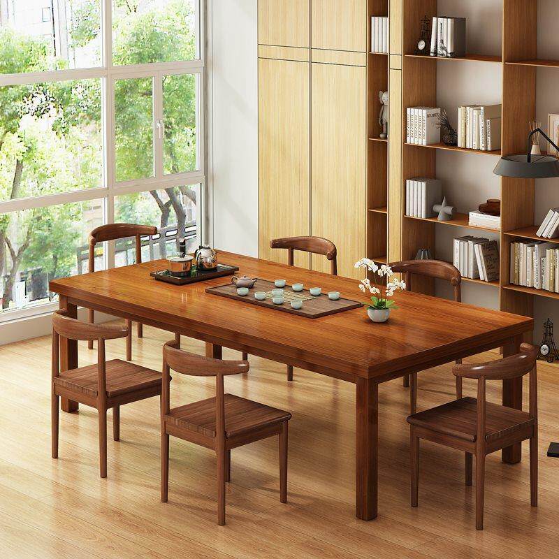 北欧餐桌家用长方形大书桌客厅饭桌小户型实木腿大板桌餐桌椅组合