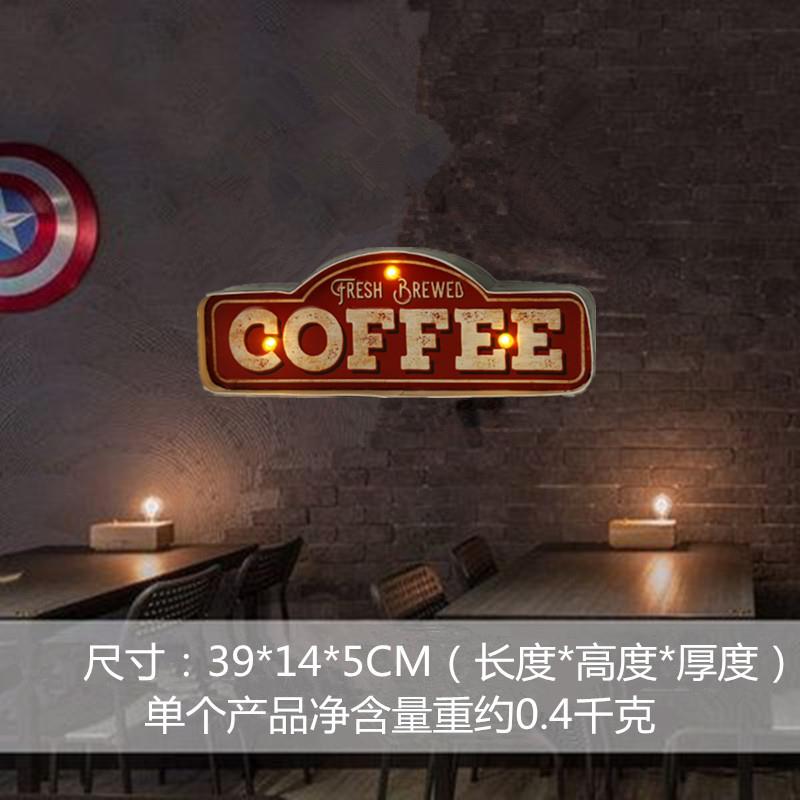 工业风酒吧墙面软装饰品LED灯复古咖啡厅店铺背景墙创意墙壁挂件