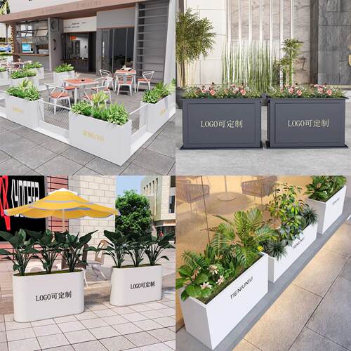 不锈钢花箱组合户外商业街外摆花槽市政树箱组合隔断围栏铁艺花坛