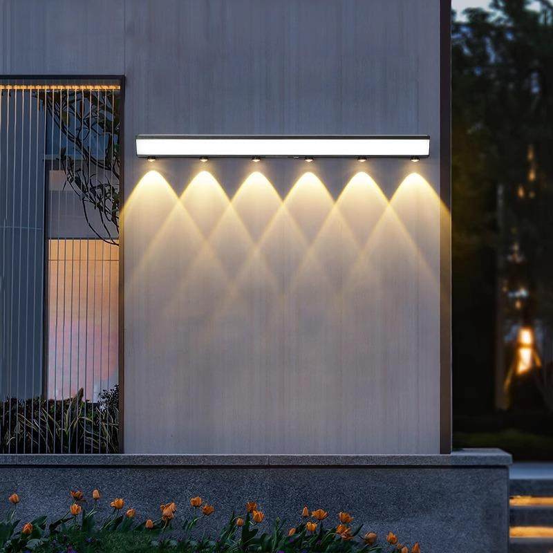 户外太阳能长条墙壁感应氛围山丘洗墙围墙照明露台庭院防水壁灯
