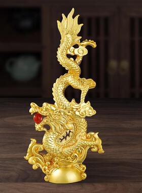 金龙摆件金凤凰摆件龙凤呈祥摆件龙凤摆件镀金摆件锌合金工艺品