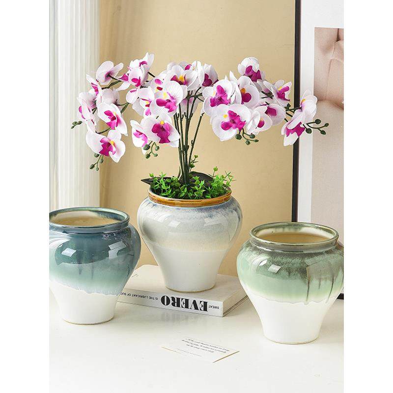 陶瓷花盆家用室内桌面盆栽简约新中式客厅轻奢高级蝴蝶兰专用套盆