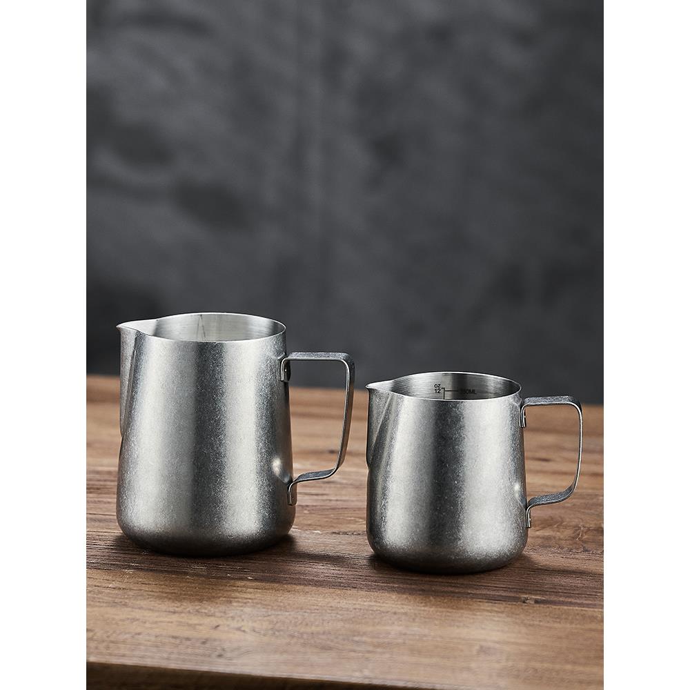 复古怀旧咖啡器具不锈钢拉花缸尖嘴咖啡拉花杯专业打奶泡杯打奶缸