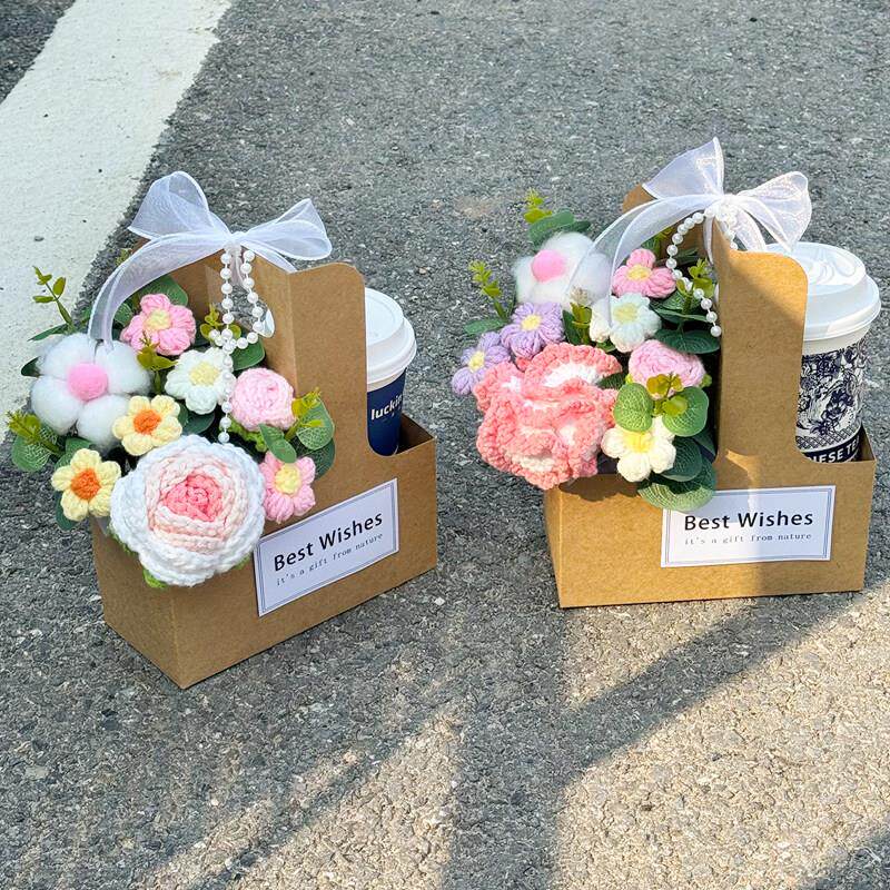 创意针织仿真香皂花手提礼盒假花毕业季送老师女友同学礼物惊喜花