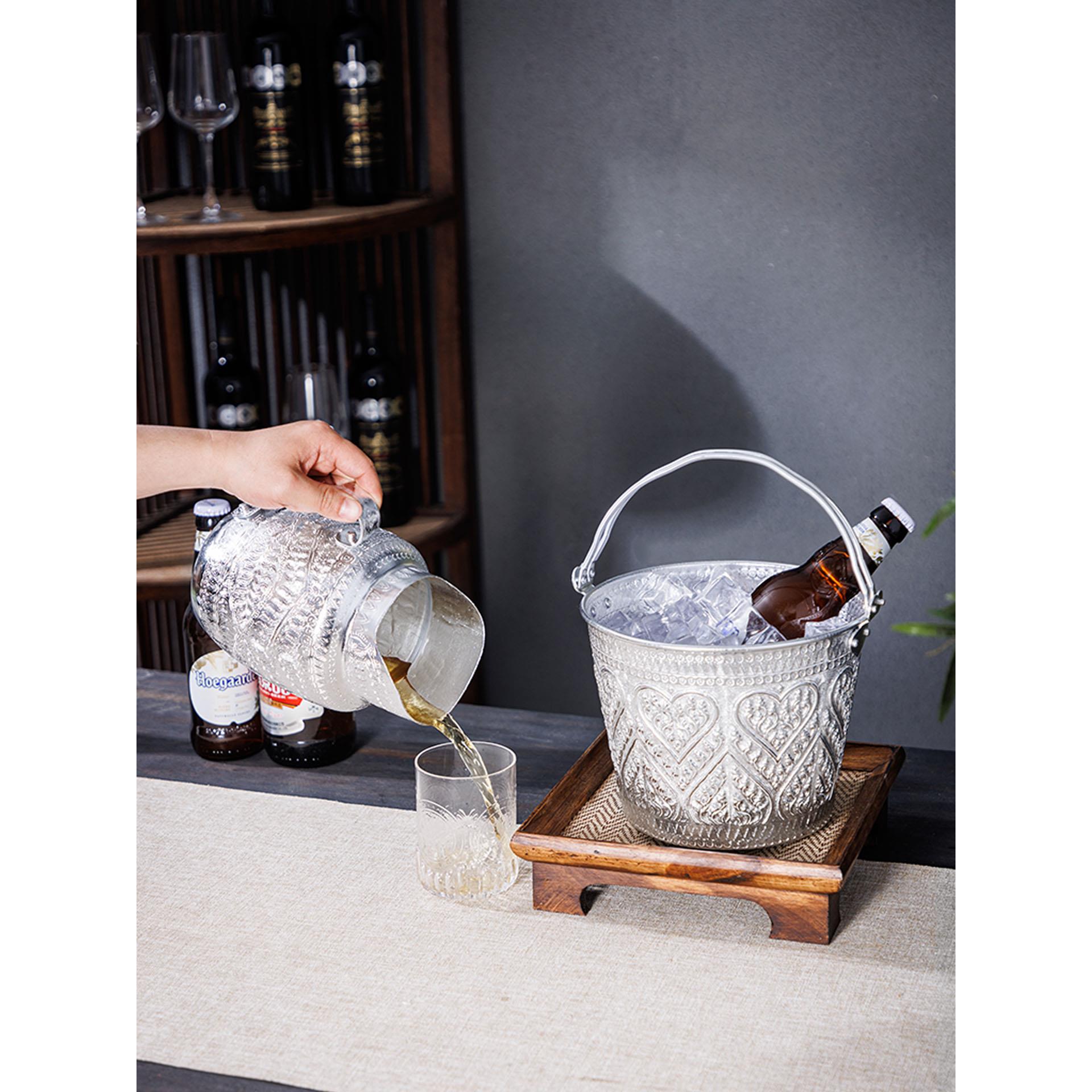 泰国冷水壶大容量果汁壶扎壶复古锡制凉水壶冷饮酒壶泰式冰桶餐具