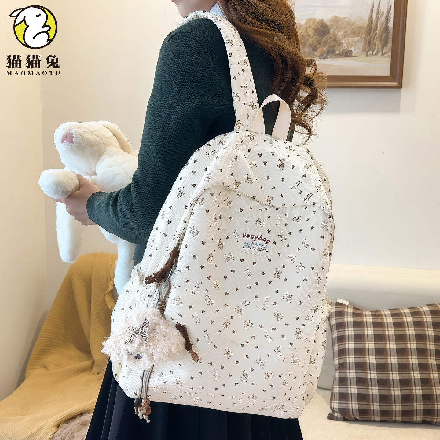 韩系ins风书包双肩包女大学生图片