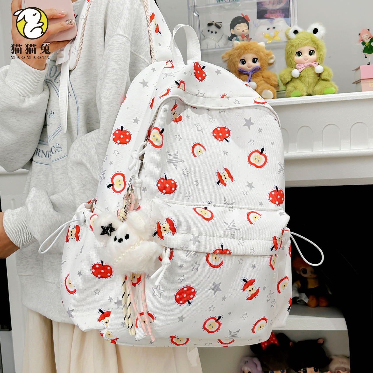 高颜值韩系可爱苹果大容量双肩包