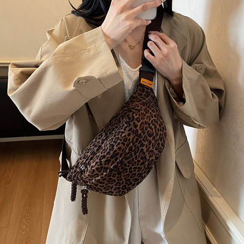 豹纹帆布小包包女潮牌斜挎包