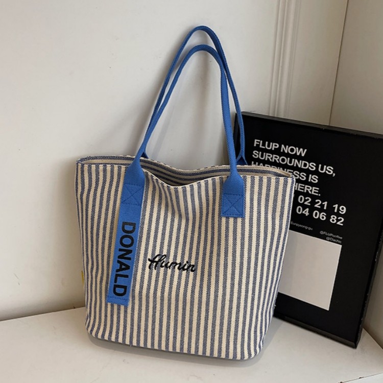条纹大容量帆布包包女2025新款大学生上课通勤休闲时尚百搭托特包,箱包皮具/热销女包/男包,托特包,淘宝优惠券,粉丝福利购,淘宝优惠卷