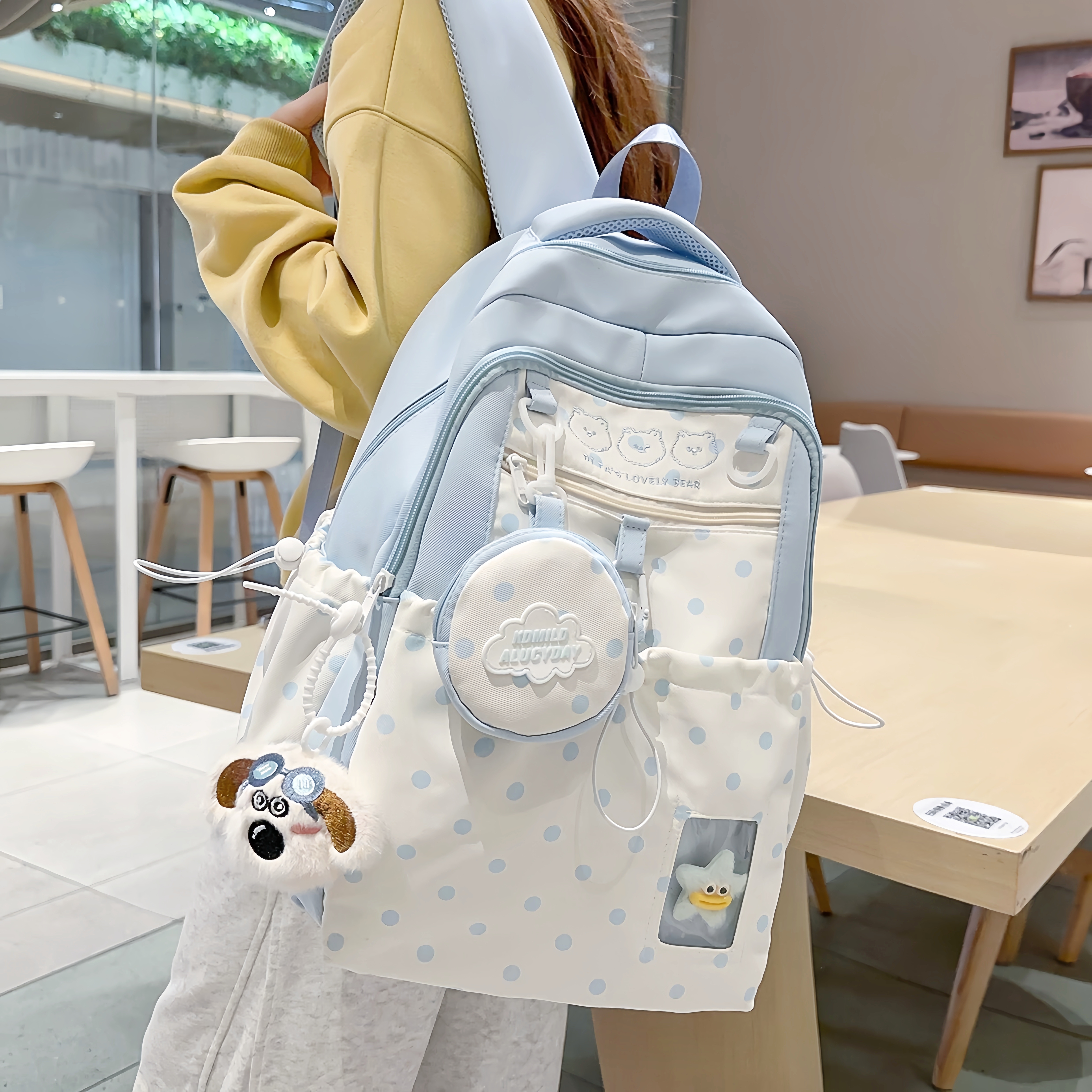 韩系ins风波点书包双肩包