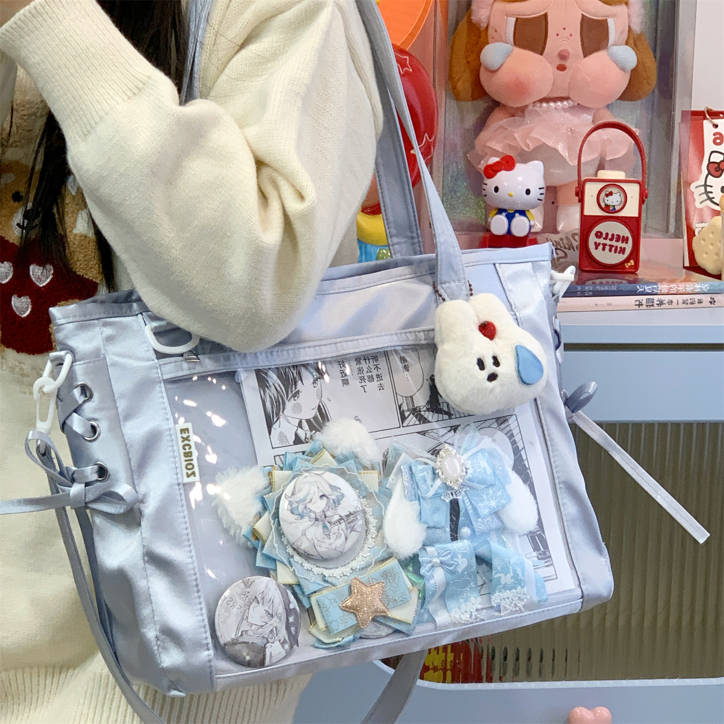 二次元追星藏灯牌银色日常款痛包图片