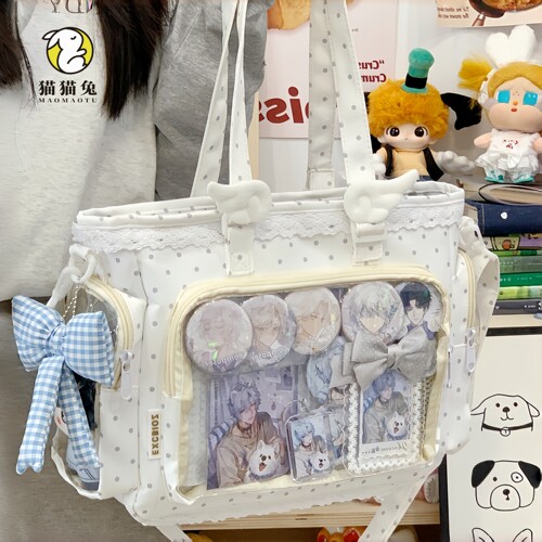 韩系ins风波点斜挎日常透明痛包