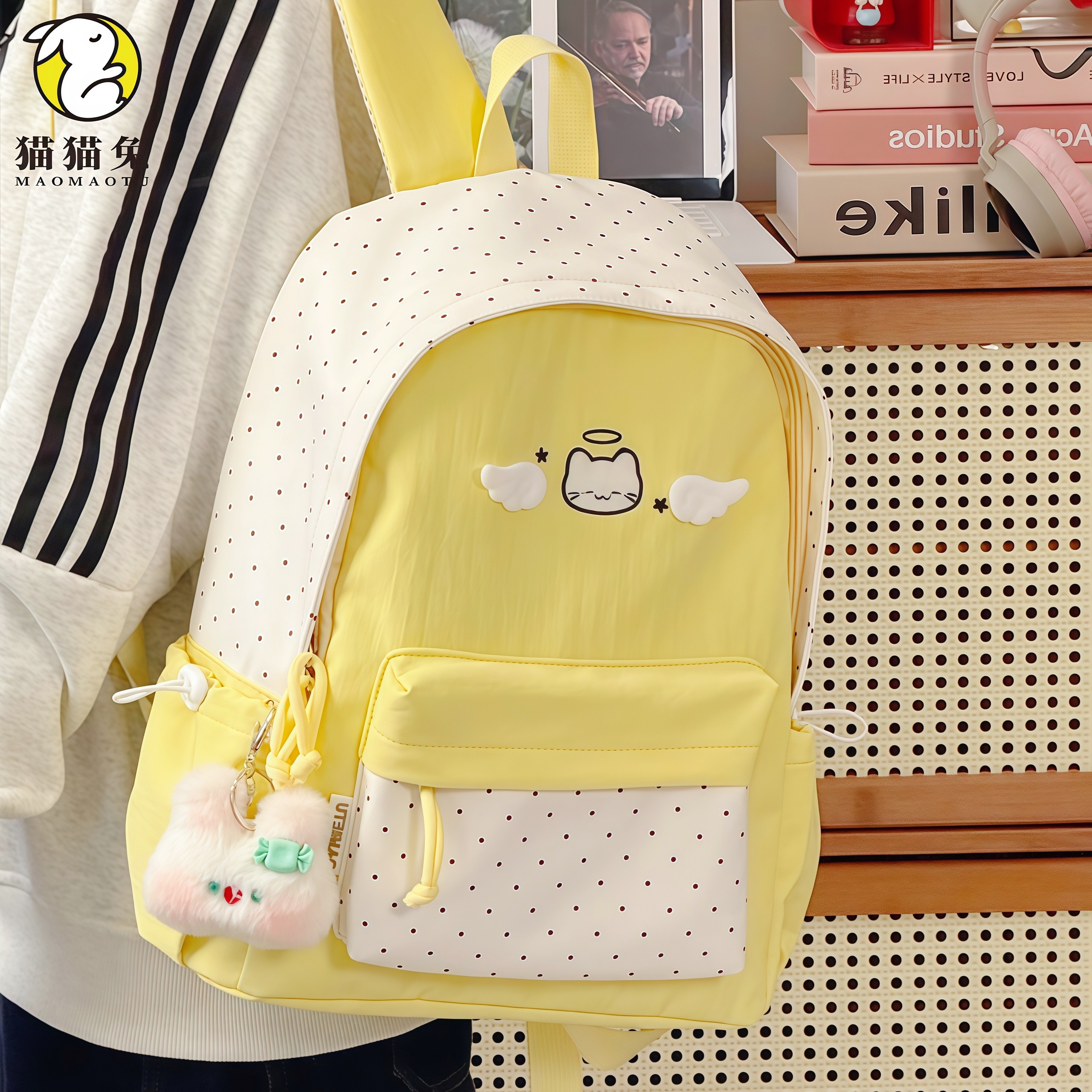 书包女双肩包卡通风波点女小学生初中生百搭高颜值轻便大容量背包,箱包皮具/热销女包/男包,双肩背包,淘宝优惠券,粉丝福利购,淘宝优惠卷