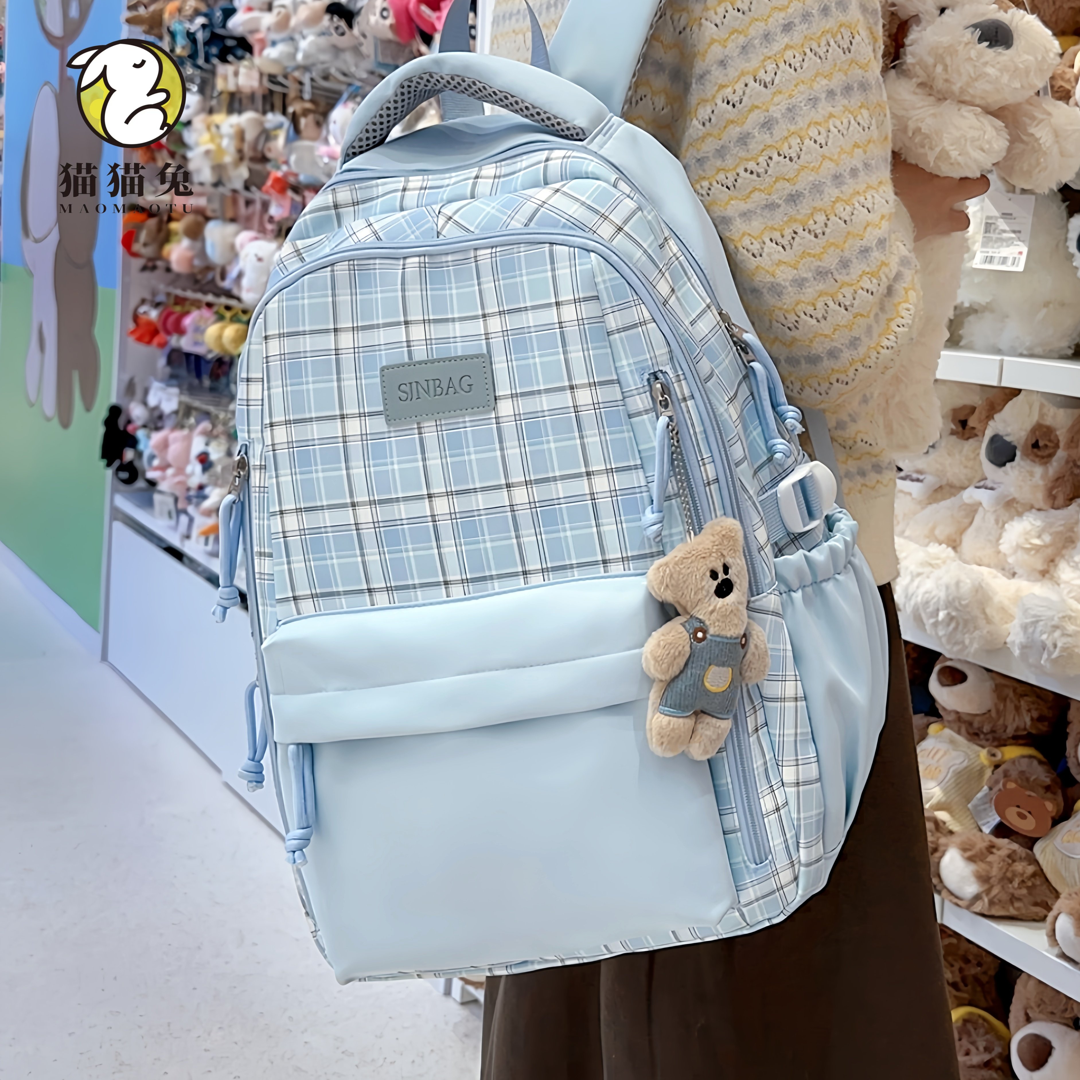 书包初中女生ins 小众不撞款双肩包韩系格子背包日常旅行轻便肩包,箱包皮具/热销女包/男包,双肩背包,淘宝优惠券,粉丝福利购,淘宝优惠卷
