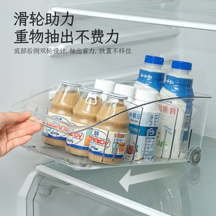 收纳盒收纳筐带滑轮储物盒下水槽置物盒 厨房冰箱收纳盒橱柜日式