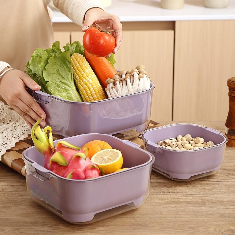双层加厚多功能水果收纳篮透明