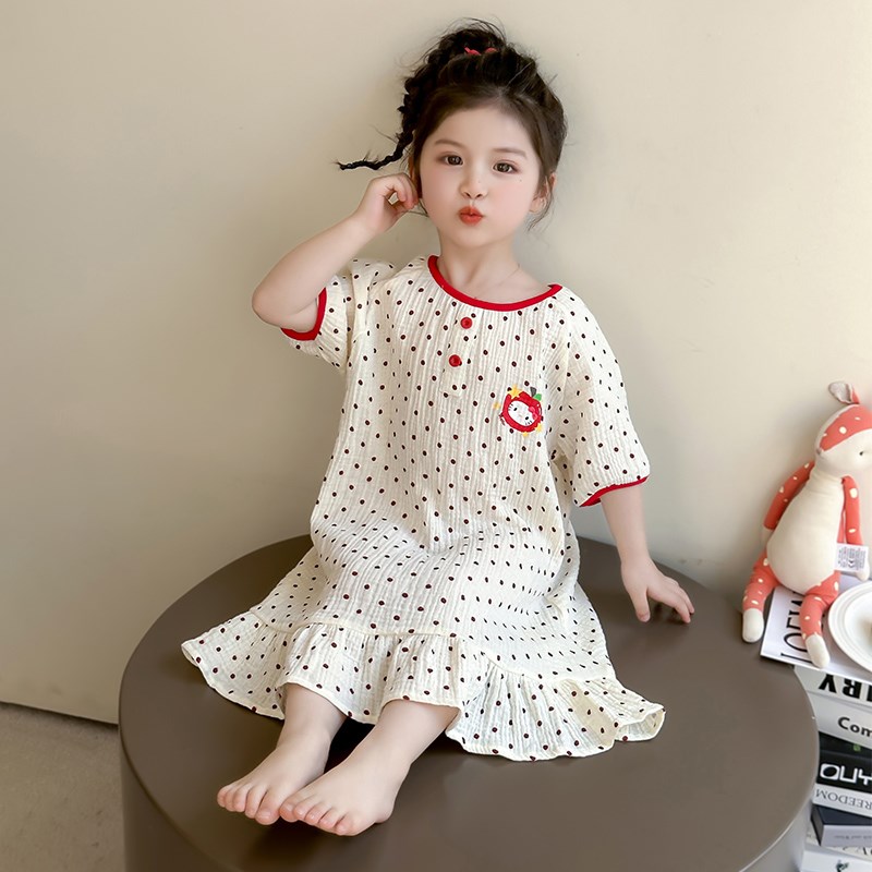 女童夏季夏款睡衣2025t新款女宝宝纱布家居服套装儿童空调服潮