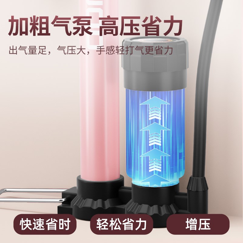 塔斯队长自行车打气筒高压打气泵女士家用电动车充T气筒通用气管