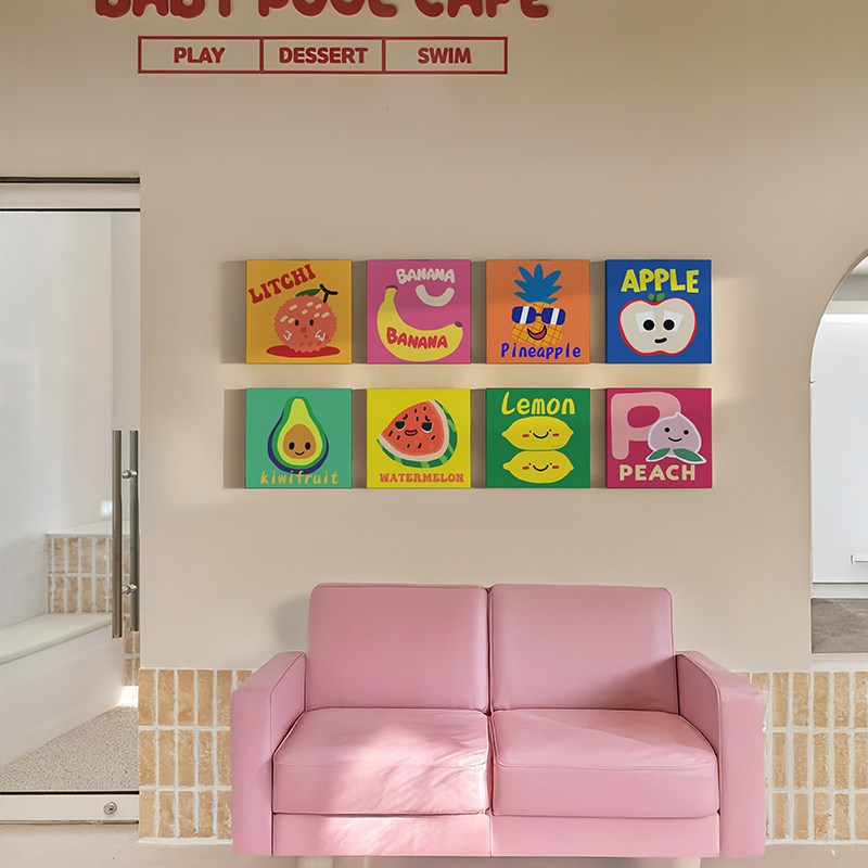 可爱趣味水果多巴胺组合玄关装饰画儿I童房卧室床头挂画沙发墙画图片