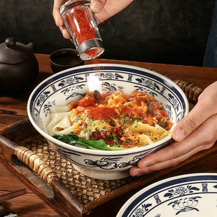 密胺春韵贴花面碗面馆专用陕西油泼面碗牛肉面高脚螺蛳粉面碗汤碗