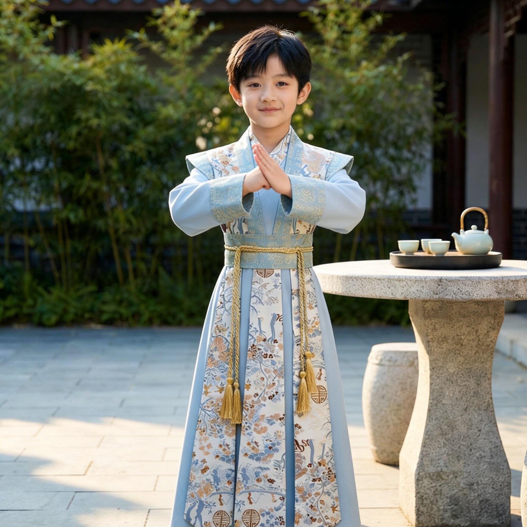 花木兰侠客飞鱼服儿童汉服中国风唐装锦衣卫国学古装男女童演出服图片