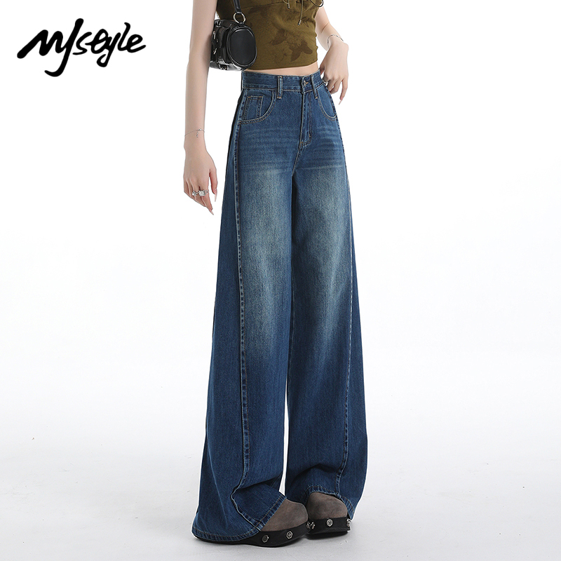MJSTYLE美式复古深色牛仔裤女