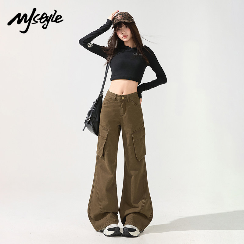 MJ STYLE复古美式工装微喇牛仔裤女2026春季新款高腰宽松喇叭裤子