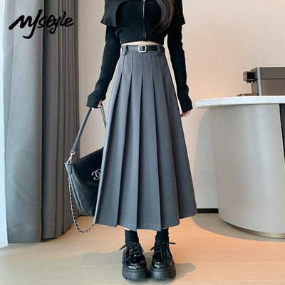 MJSTYLE灰色西装百褶裙女秋季