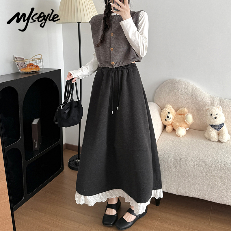 MJSTYLE秋冬毛呢半身裙伞裙女