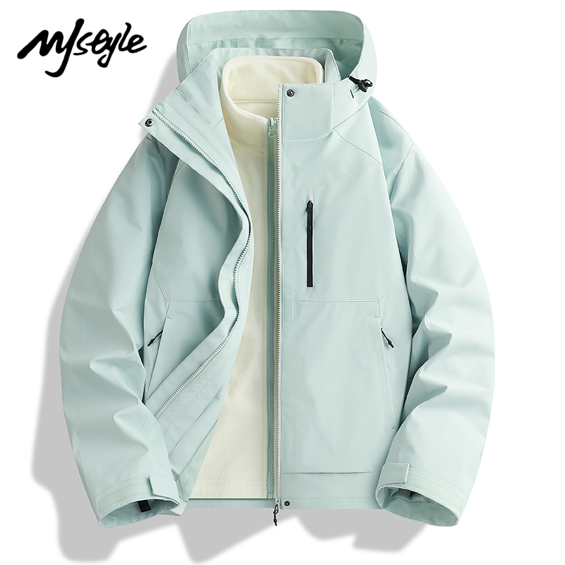 MJSTYLE可拆三合一防水冲锋衣女
