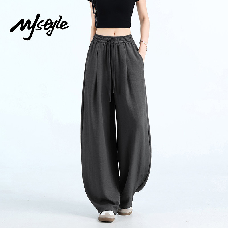 MJSTYLE简约运动高腰阔腿裤女