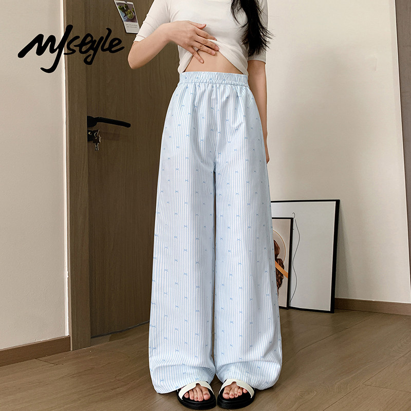 MJSTYLE可爱印花休闲直筒裤女