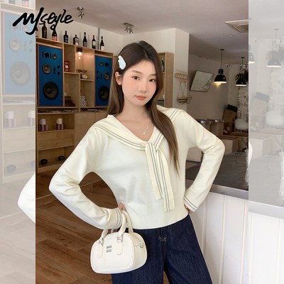 MJSTYLE海军领长袖针织衫女2025