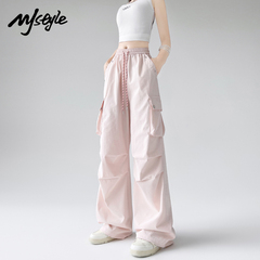 MJ STYLE美式加绒工装裤女2025秋冬款高腰显瘦伞兵阔腿运动登山裤