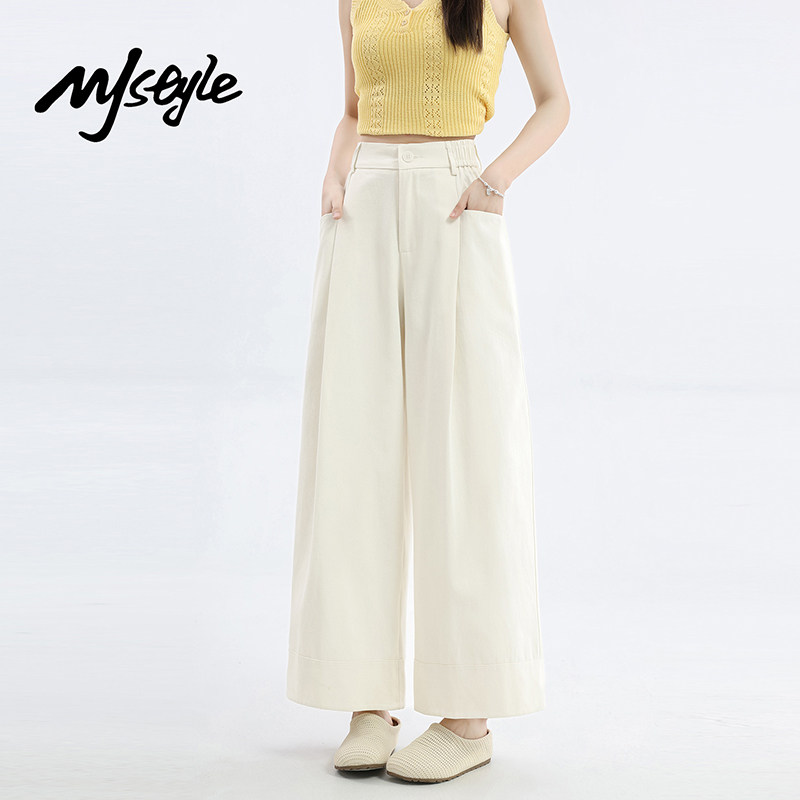 MJ STYLE纯棉垂感西装裤女2026年夏季薄款休闲裤高腰显瘦阔腿裤子