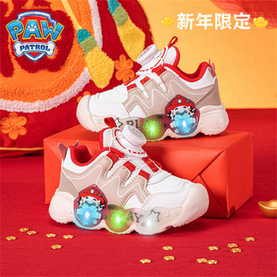 汪汪队男童鞋子2025新款春秋冬小宝宝男孩闪光鞋发光发亮儿童灯鞋
