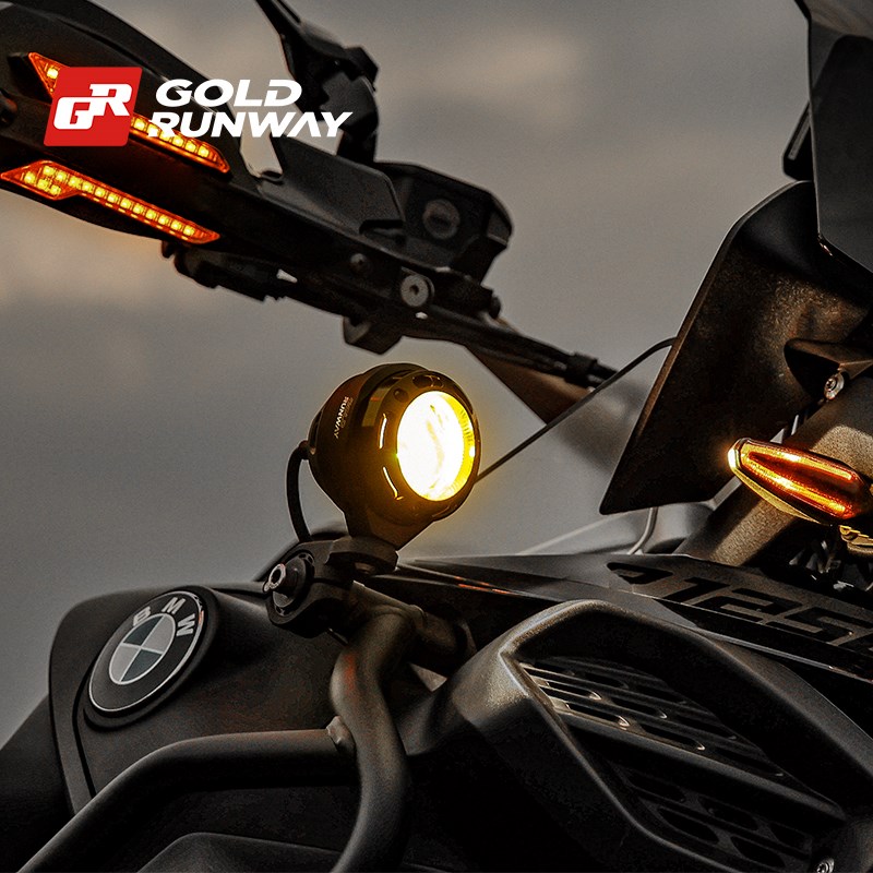 GR摩托车射灯G1辅助灯防水强光铺路灯LED雾灯远近光灯鸣笛爆闪