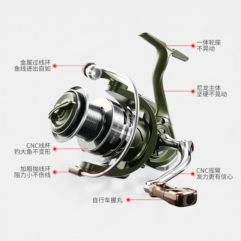 钓德来LT渔轮矶钓纺车轮渔线轮路亚微物斜口远投轮大物泛用鱼轮