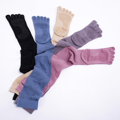 春夏薄款纯棉防滑分趾瑜伽五指袜长筒过膝护膝袜子中筒堆堆护腿袜