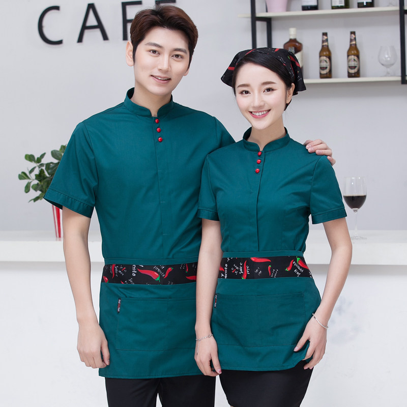 酒店工作服夏装快餐厅火锅饭店制服餐饮茶楼服务员服装短袖男女款
