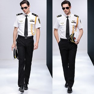 船长衬衫海员衬衣机长服发型师空少制服衬衣演出服工作服衬衫男潮