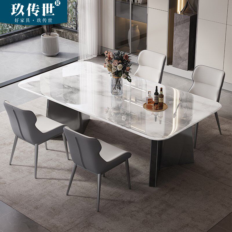 欧式天然大理石餐桌高级感超晶石长方形微晶石餐桌小户型餐桌椅,住宅家具,大理石餐桌,淘宝优惠券,粉丝福利购,淘宝优惠卷
