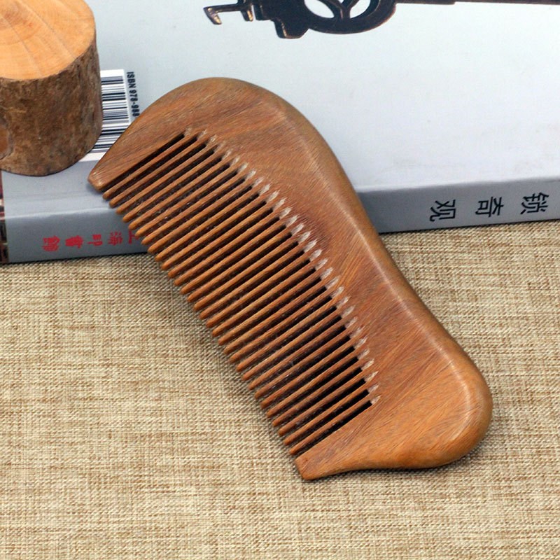 绿檀木梳子香木手工男女短木梳工艺礼小按梳饰大量
