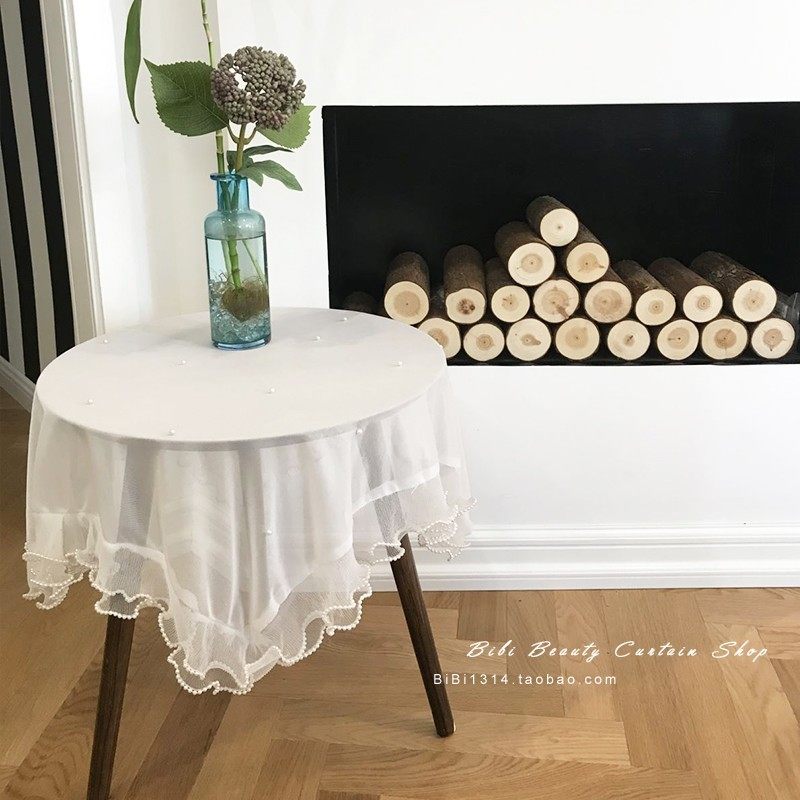 法式梦幻遗落的珍珠纱质方型圆型桌布万能防尘盖布床头柜盖巾,居家布艺,桌布,淘宝优惠券,粉丝福利购,淘宝优惠卷