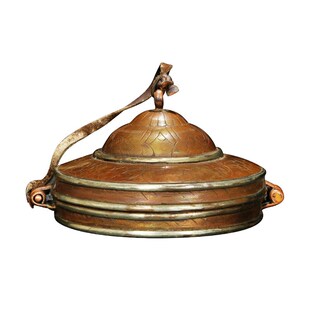 藏式碰铃盒藏式 用品尼泊尔手工雕花八吉祥紫铜碰玲碰玲保护套子