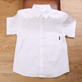 小学生校服班服 有口袋全纯棉蓝色白色衬衣孩儿童夏装 男童衬衫 短袖