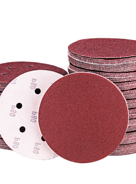 6寸砂纸片150mm6孔气动打磨机植绒砂皮自贴拉绒圆盘木工抛光沙纸